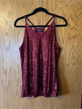 Women's Burgundy Sequin Cami Top